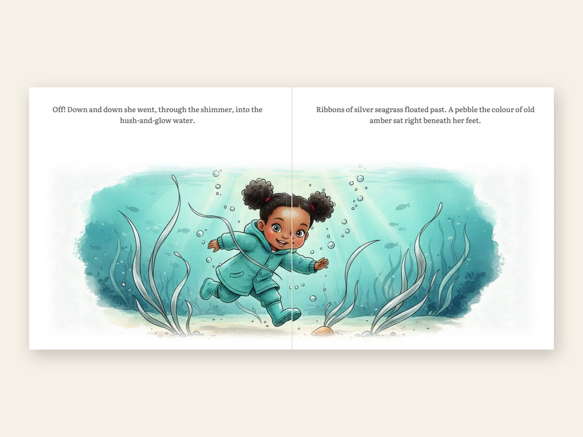 Two pages from Isla and the Lost Colours, painted in watercolour
