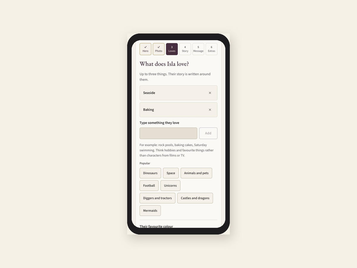 The story form on a phone